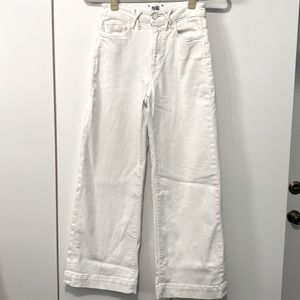PAIGE - ANESSA white denim high waisted crop wide leg jeans, VGUC, Size 24